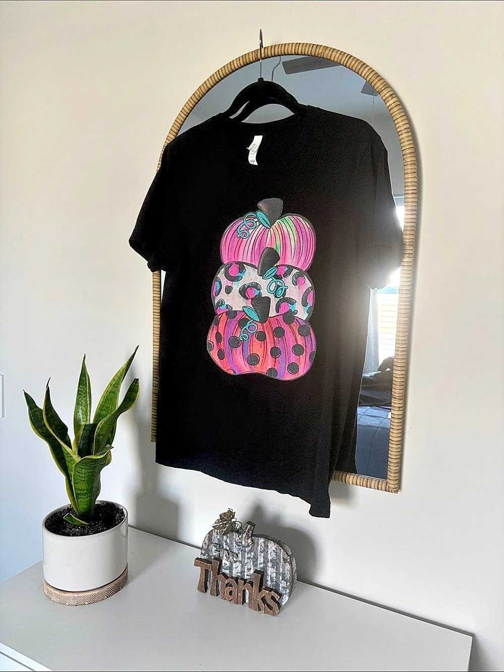 Bella Canvas Pumpkin Stack Graphic Tee in Black Size Medium